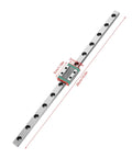 Miniature Linear Rail Guide LML9B With 9mm Wide Slide Block And Ball Retainer Lubrication System, top view with dimensions marked