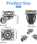 8Pcs 1/2 Inch Small Caster Wheels 360 Degree Swivel Casters with Ball Bearing Base showing dimensions and design