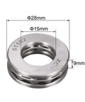 Dope Miniature Thrust Ball Bearing 15mm Bore 28mm Outer Diameter 9mm Thick Chrome Steel AISI 52100 With Washers Pack Of 4