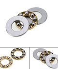 10 Pack F8 16M Miniature Thrust Axial Metal Ball Bearing 8x16x5mm laid out showing metal and ball components