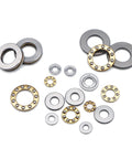 Front view of HiPicco thrust ball bearings, 10pcs, chrome steel, miniature axial bearings with silver and gold rings