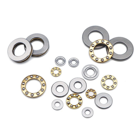 Front view of HiPicco thrust ball bearings, 10pcs, chrome steel, miniature axial bearings with silver and gold rings