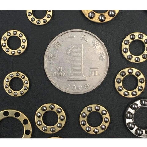 10 Pack F8 16M Miniature Thrust Axial Metal Ball Bearing 8x16x5mm with coin for size comparison