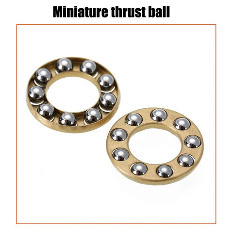 10 Pack F8 16M Miniature Thrust Axial Metal Ball Bearing 8x16x5mm showing two brass rings with steel balls