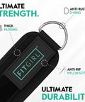 Mint Neoprene Ankle Strap with D-ring for Cable Machines, showing thick padding and durable stitching, FitGirl branding visible