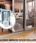 Four Pack Sliding Mirror Closet Door Rollers Steel-Framed Bottom Mount Replacement For Mirror Wardrobe 1-7/16 Inch Wheel