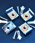 Mirror Hanger Clips Set For Unframed Mirrors Eight Pieces Spring Loaded Metal Clips With Screws And Plugs displayed on a surface.