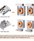 Mirror Hanger Clips Set For Unframed Mirrors Eight Pieces Spring Loaded Metal Clips With Screws And Plugs Supports Up To Ten Kilograms