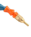 Close-up of Mist Coolant Lubrication Spray System for CNC lathes, showing adjustable brass and plastic nozzle components.