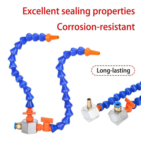 Mist Coolant Lubrication Spray System For Metal Cutting With Flexible Pipe featuring dual hoses and heat resistant design