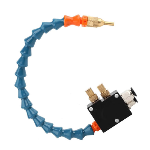 Mist Coolant Lubrication Spray System For CNC Lathes And Metal Engraving Tools That Save Over 80 Percent Of Coolant, flexible hose and nozzles.