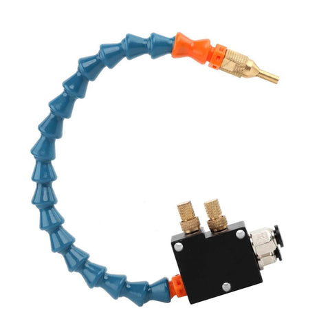 Mist Coolant Lubrication Spray System for CNC Lathes and Metal Engraving Tools that save over 80 percent of coolant, adjustable nozzle