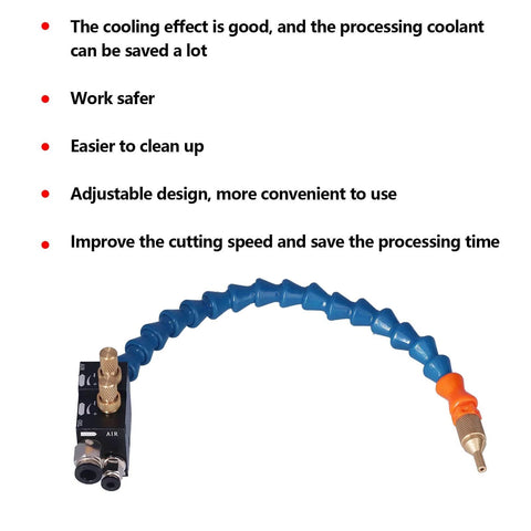 Mist Coolant Lubrication System for CNC Lathe Milling and Drilling Tools, shown with beefy aluminum body and precise copper filter