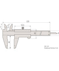 Mitutoyo 530-101 Metric Vernier Caliper, made from precision stainless steel, measuring caliper for OD, ID, depth, and step measurements.