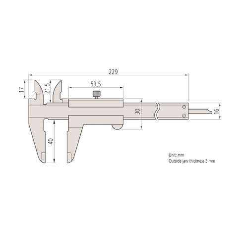 Mitutoyo 530-101 Metric Vernier Caliper, made from precision stainless steel, measuring caliper for OD, ID, depth, and step measurements.