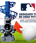 MLB Plastic Baseballs - 8 Pack shown with electronic pitching machine for safe batting practice
