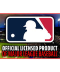 MLB logo with text 'Official Licensed Product of Major League Baseball' on a stadium background