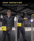 Beginner welder using 2 In 1 MMA Lift TIG Welder With Dual Voltage 110V 220V LCD Display Arc Force Hot Start VRD in workshop