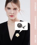 Woman wearing DIY brooch with Silver Butterfly Clutch Tie Tacks Pins For Craft Making 120 Pairs Metal Locking Replacement Backing