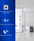 Whisper Recessed 80 CFM Bathroom Vent Fan With Dimmable 11W LED Light Energy Star Quiet Recessed Ceiling Mount in bathroom