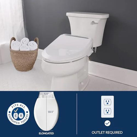 USPA Pro Modern Bidet Seat With Heated Seat And Dryer, Warm Water Wash, Remote Control, Elongated Bowl, Outlet Required