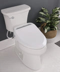 USPA Pro Modern Bidet Seat With Heated Seat And Dryer shown installed on an elongated toilet in a modern bathroom.