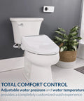 USPA Pro Modern Bidet Seat With Heated Seat And Dryer, Warm Water Wash, Remote Control on an elongated toilet bowl in a bathroom