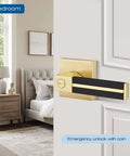 Three Pack Brass Door Handles With Black Leather Levers, Gold Privacy Door Levers For Bed And Bath, Keyless Interior Door Handles