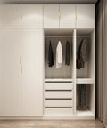 Modern closet with 10 Pack Gold Finger Pulls For Cabinets And Drawers 6 Inch Edge Concealed Mount Modern Aluminum Brushed Gold Kitchen Cabinet Handles Hardware With Comfortable Non Slip Grip And Rust Resistant Durable Construction installed.