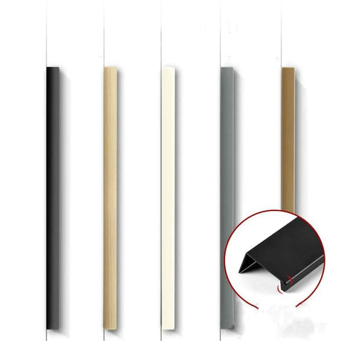 Four Pack Finger Pulls for Cabinets and Drawers, Long Concealed Drawer Edge Tab Pulls, Modern Aluminum Cabinet Hardware, 7.87 Inches Long, 1.6 Inches Wide, Fits 6.3 Inch Hole Centers 160 Millimeters, Ideal for Kitchen Cabinets Black