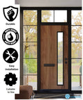 Entrance door showcasing benefits of Black Aluminum Door Sweep - 2 Inch Brush x 36 Inch Draft Blocker, Weather Stripping.