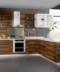 Modern kitchen with 304 Stainless Steel Foldable Cabinet And Drawer Pull Handles With Rubber Grip installed on wooden cabinets.
