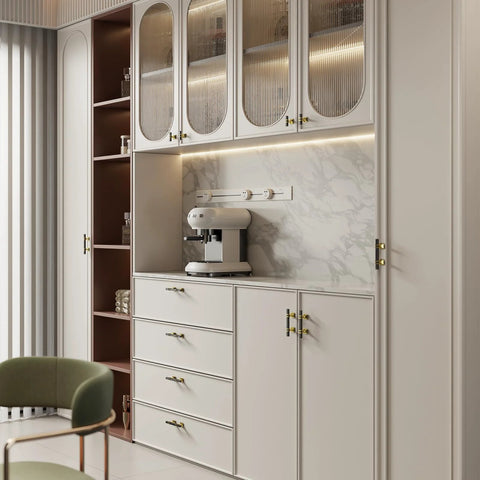 Modern kitchen with cabinets featuring 10 Pack Cabinet Pulls 3 Inch Hole Centers 5 Inch Overall Length Square Zinc Alloy Black And Gold Kitchen Handles