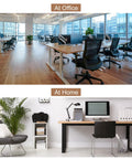 Modern office and home workspace setups with desks, chairs, and decor elements, showcasing organization and style.