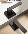 Beefy Heavy Duty Door Levers Set With Modern Square Design For Home Hallway Or Closet Passages Oil Rubbed Bronze Finish