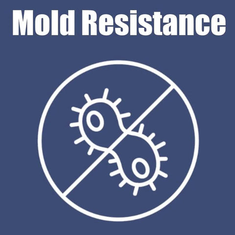 Mold resistance symbol on blue background, related to Black 100 Percent Silicone Sealant Caulk For General Purpose Use Waterproof Odor Free