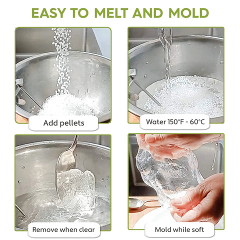 Moldable Plastic Pellets For Cosplay And Hobbyist Crafting And Repairs Heat And Create With Hot Water Over 150F in use