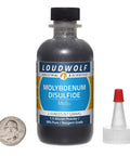 Heavy Duty Molybdenum Disulfide Powder MoS2 One And A Half Micron 99 Percent Pure Reagent Grade In A 2 Ounce Bottle For Superior Dry Lubrication On Metal Surfaces Bearings And Mechanisms Loudwolf bottle with coin and cap