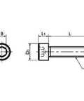 Technical drawing of SNSMN-M3-6 NBK Hex Socket Head Cap Screws (Monel 400 equiv.)- Made in Japan
