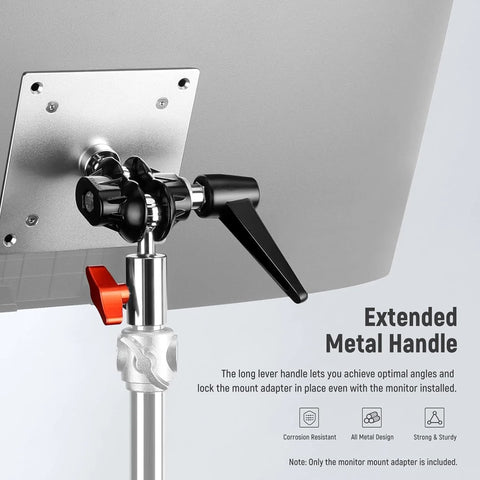 Monitor Mount Adapter With VESA Mount Aluminum Alloy Dual 360 Degree Ball Joint M4 Screw And Five Eighths Inch Receiver