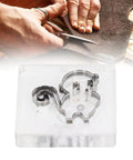 Monkey Pattern Alloy Steel Leather Cutting Die And Punching Mold for DIY crafts with hands cutting leather in background