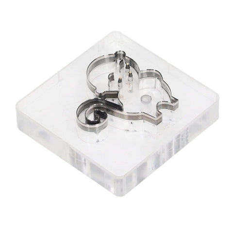 Monkey Pattern Alloy Steel Leather Cutting Die And Punching Mold for DIY crafts in clear packaging, front view.