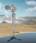 Mini Tripod Base for Monopods with Three Eighths Inch Screw Desktop Stand with Three Feet Monopod Support, camera setup