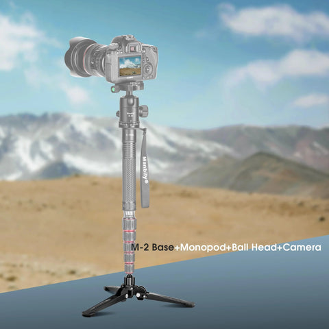 Mini Tripod Base for Monopods with Three Eighths Inch Screw Desktop Stand with Three Feet Monopod Support, camera setup
