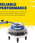 Wheel Bearing And Hub Assembly Compatible With Chevrolet Silverado 1500 Avalanche 1500 Express 1500 And Cadillac Escalade Models From 2002 To 2014 Replacement Part Suitable For Front Or Rear Axle Applications With Durable Sealed Bearings on white background with 'Reliable Performance' text.