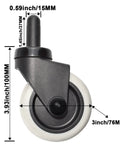 4 Pack Mop Bucket Casters Replacement 3 Inch TPR Soft Rubber Swivel Stem Caster Universal Silent Wheels with dimensions