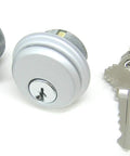 Storefront Mortise Lock Cylinder With Adams Rite Cam For Aluminum Framed Glass Doors 1 Set Compatible With Kawneer Adams Rite And Vistawall Storefront Systems Adams Rite C Keyway Five Pin with two keys visible