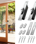 Sliding Door Lock for Glass and Patio Doors, Mortise Style with High Security Square Bolt Plus Safety Hook Latch, 2 Pack