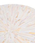 Close-up of the mother of pearl inlay on the 12.6 inch decorative lazy susan turntable designed for dining tables.
