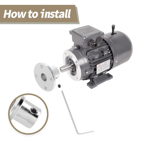 4 Piece 6mm Flange Coupling Connector Set With Rigid Shaft Hub And Wrench installation on RC motor, includes steel coupling and M3 wrench